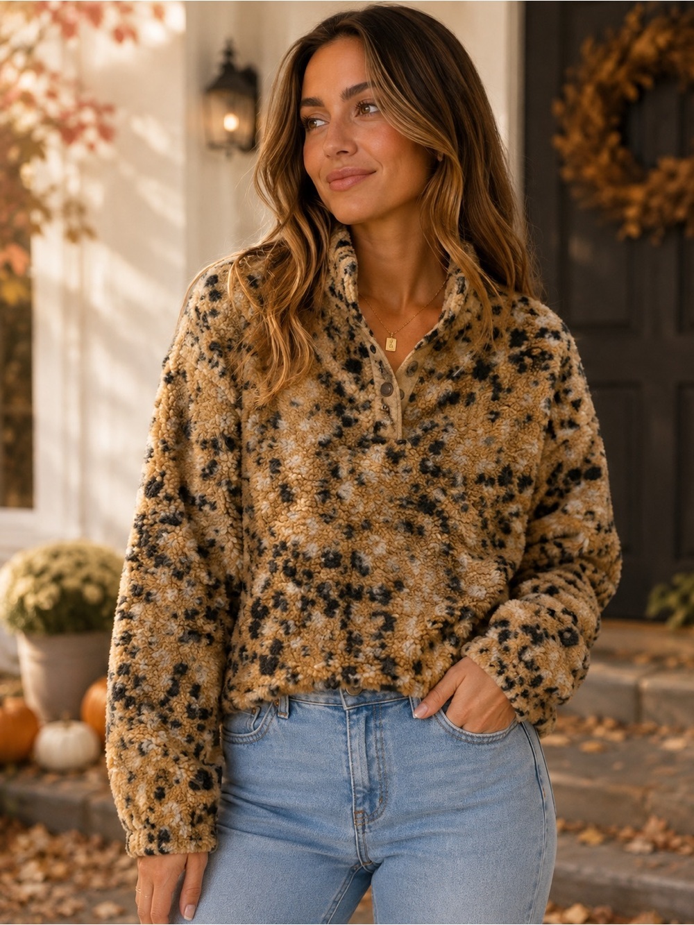 LOFT Tan and Black Teddy Jacket